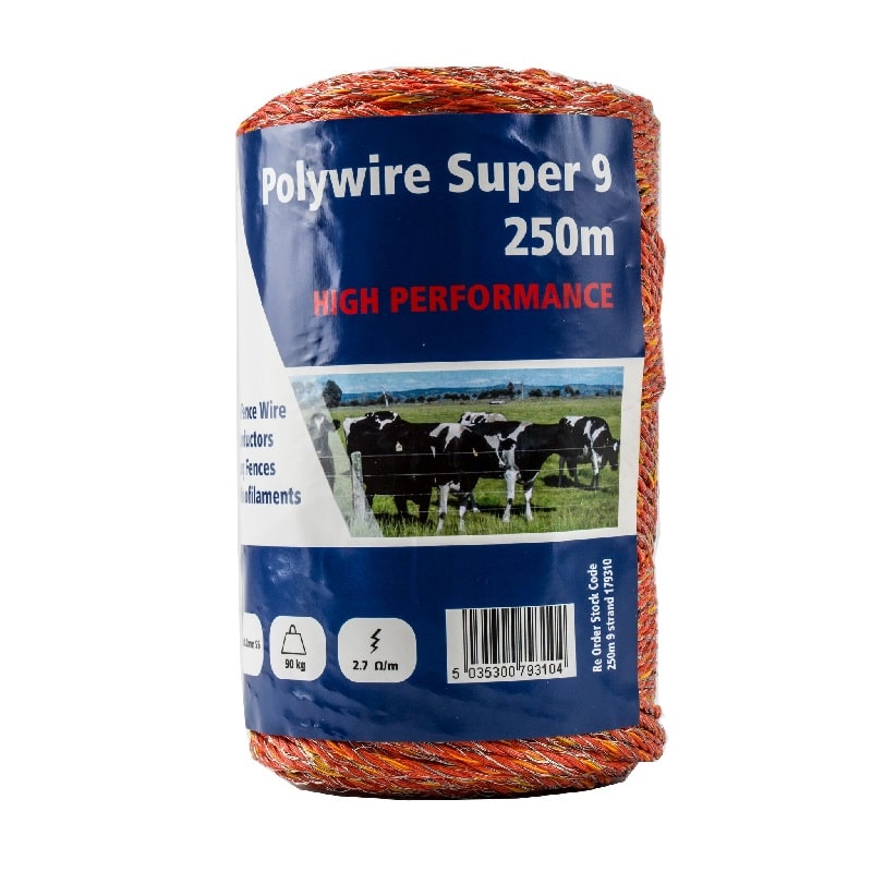 Fenceman polywire super 9 orange – 250m