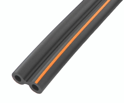 Gummi Doppelpulsschlauch 7 x 13 mm, oranger Streifen