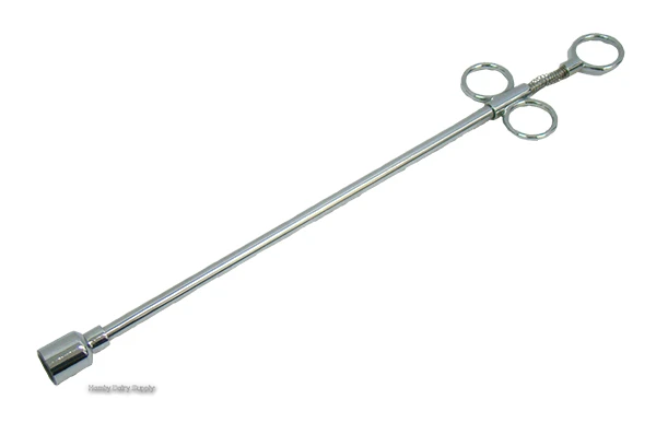 Medium Metal Bolus Gun with spring for calves, goats, sheep
