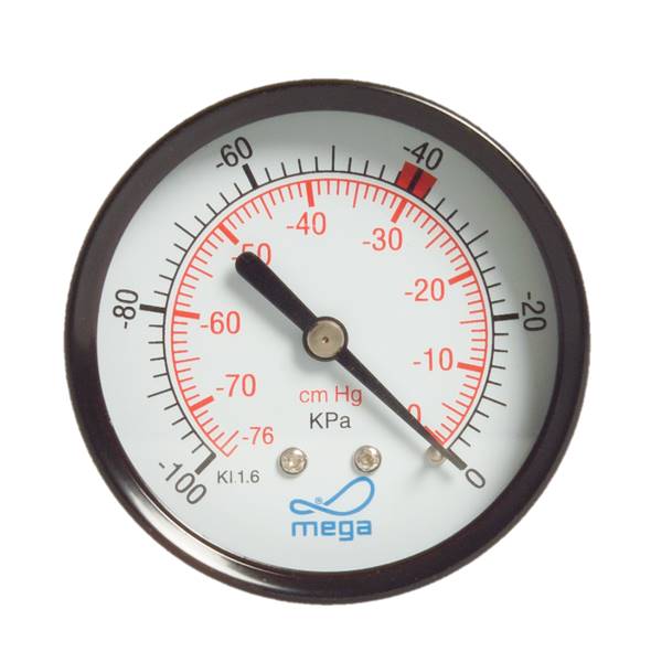 Dry Vacuum Gauge 63mm Black 1/4″ BSP Back Connection