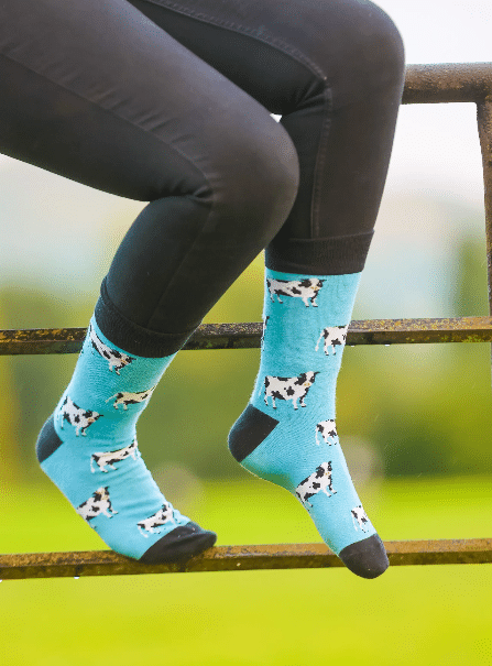 Country Moos Dairy Cow Crew Socks