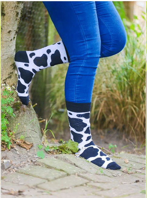 Country Moos Cow Print Crew Socks