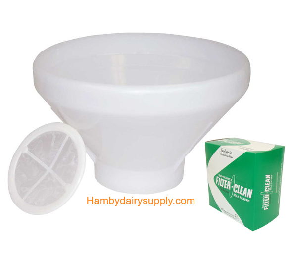 Large Plastic Milk Strainer Kit - with 100 milk filters included C-100552