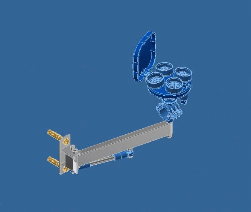 Aquajetz low level swing arm assembly