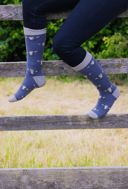 Country Moos Grey Cow Long Socks