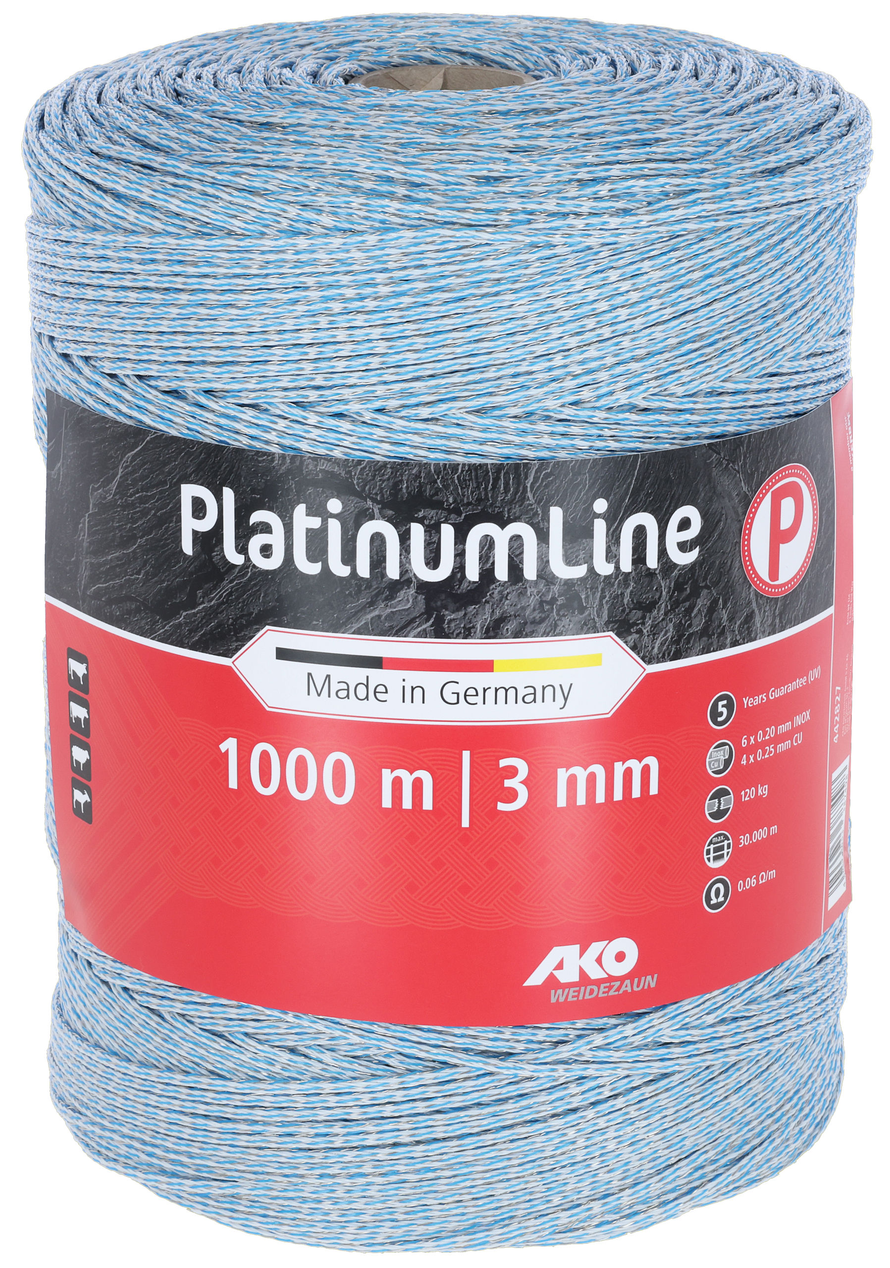 AKO Weidezaunlitze PlatinumLine weiß/blau