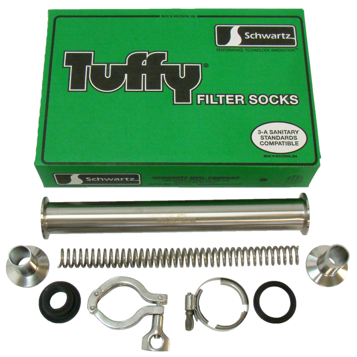 12 inch In-Line SS Milk Transfer Filter assembly for 1 inch ID Hose with 100 milk filters