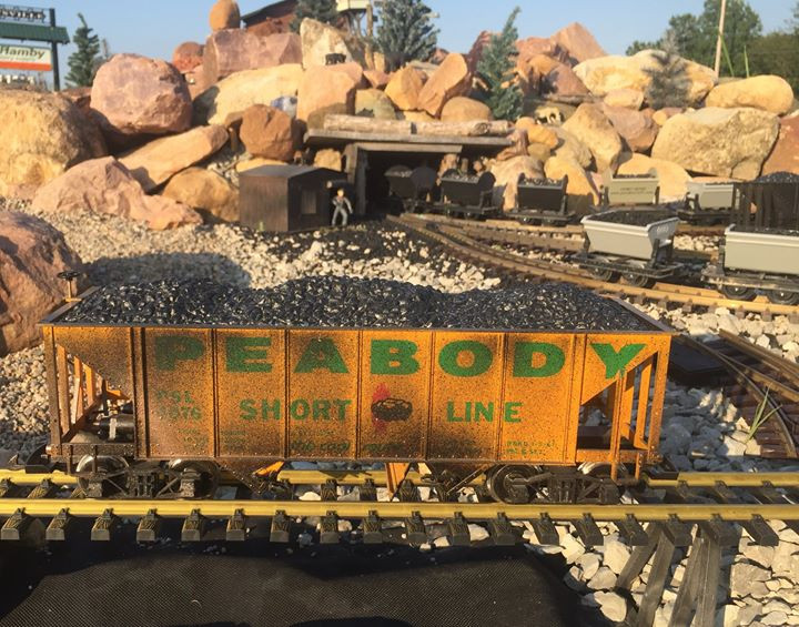LGB 4076 Peabody Coal Hopper Cars - weathered & updated to metal wheels - G scale LGB 4076
