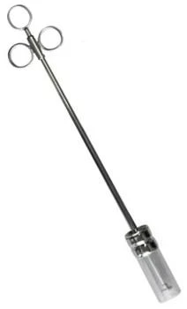 Lg Chrome Plated Bolus Gun with plastic head & clip for cows and large calves