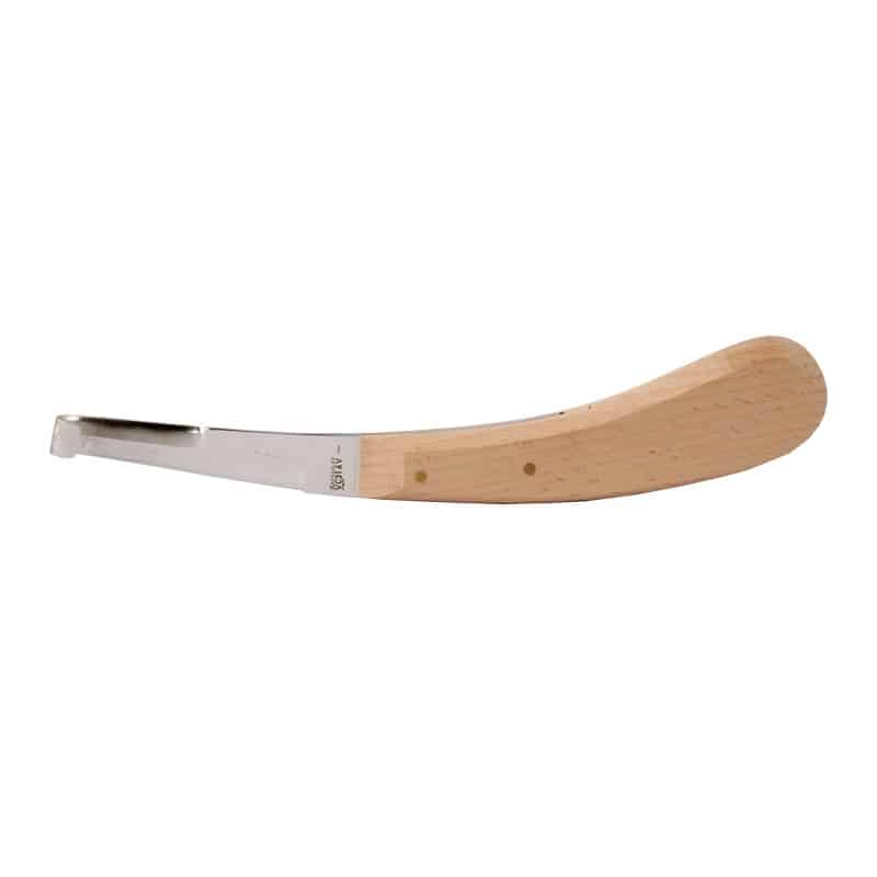 Hoof knife double edged with redwood handle