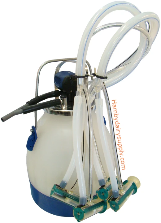 2 Mini Goat (small teats) Improved GEA TopFlow Z Bucket Milker Best In Class - 7 gallon plastic bucket