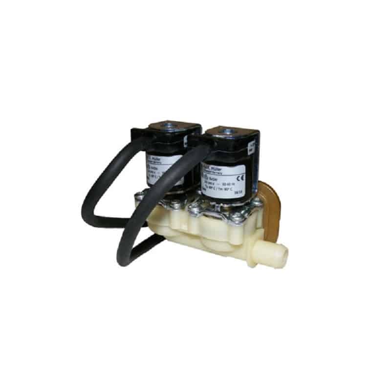 A & K Mueller double water solenoid valve (right angle, 230V with Cable)