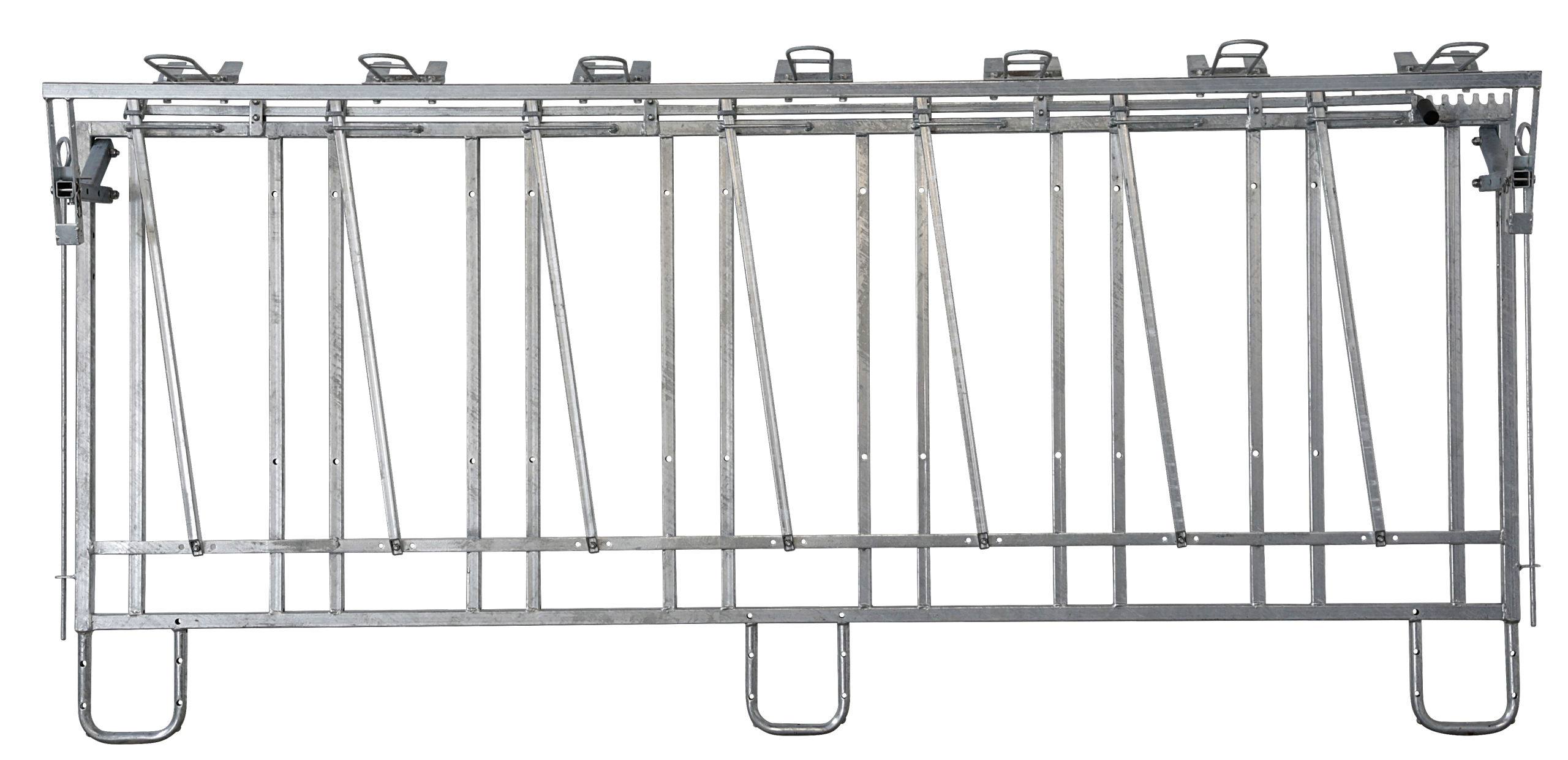 Fressgitter 7 Plätze mit Troghalter für modulare Zaunaufstallung