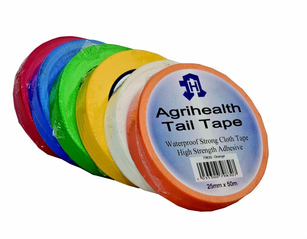 Agritape tail / stock tape – assorted colours – 25mm X50m