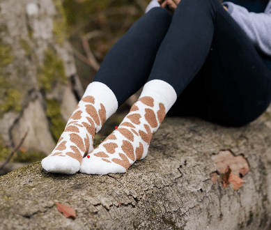 Country Moos Fluffy Brown Cow Print Crew Socks