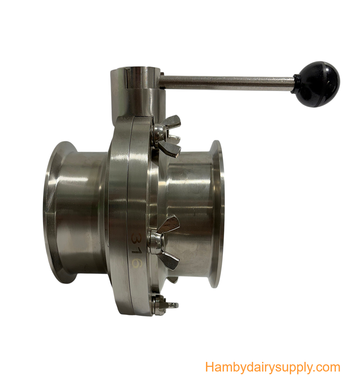 Butterfly Valve for 4 inch SS clamp x clamp - 316 stainless steel 4999-1000-989